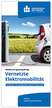 Ein Elektroauto an einer Ladesäule vor einem Rapsfeld.